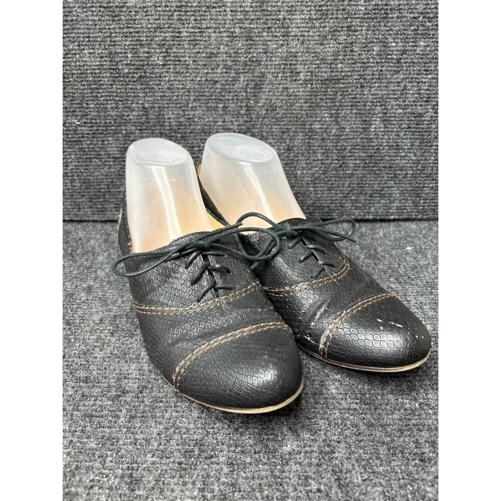 Naturalizer N5 Comfort Black Textured Lace Up Oxford Flats Women Size 8.5